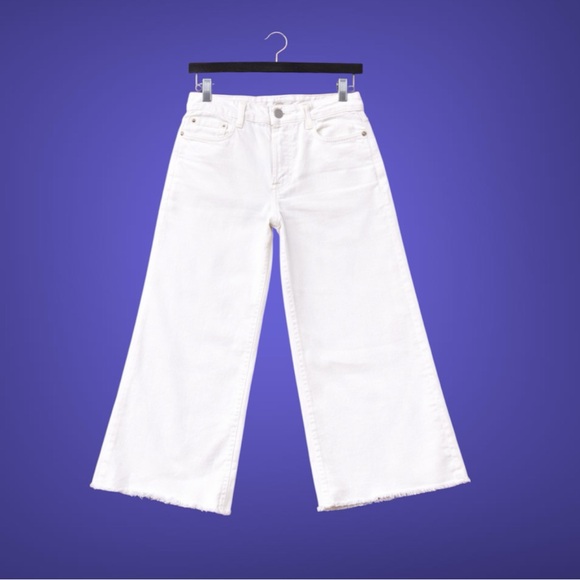 Frame Denim Denim - Frame Le Palazzo Crop Wide Leg/Flare Frayed Hem Jeans 32x28 Stretch Denim LNWT